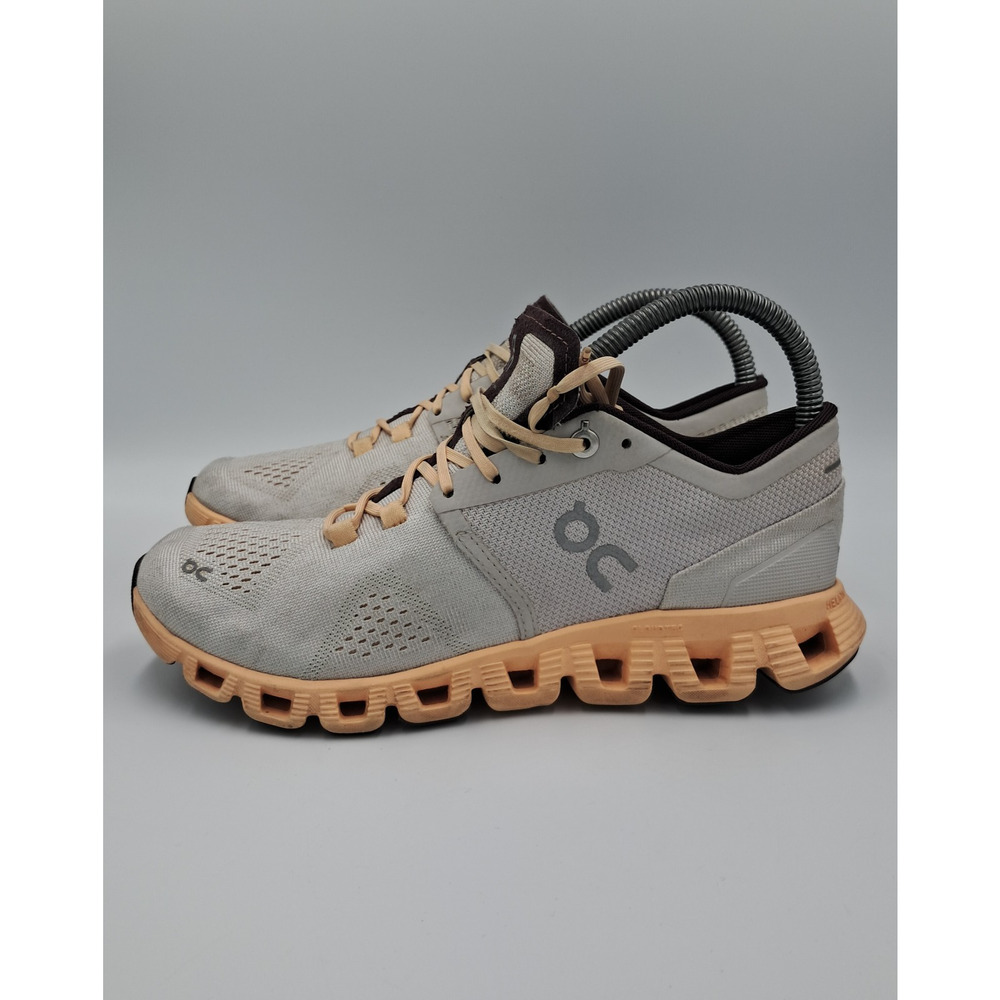 Size 6.5 - On Cloud X Women's Silver Almond Running Training Sneakers Athletic - Picture 5 of 8